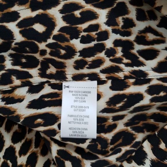 Equipment Aubrey Leopard Spotted 100% Silk 3/4 Sleeve Shift Dress Women's Small - Picture 13 of 14